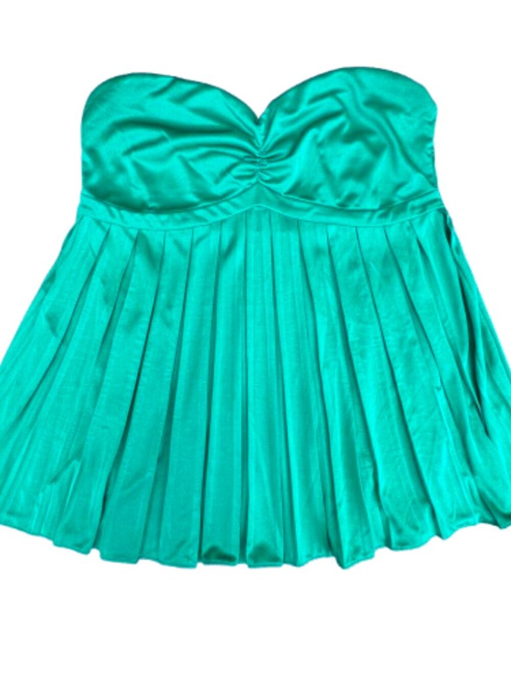 Ruby Sky Strapless Babydoll Top Jrs Large Green Pleated Y2K Flirty